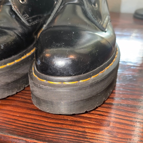 US MENS 7 Dr. Martens Black Leather Platform Lace-Up Boots with Satin Laces - Picture 5 of 14